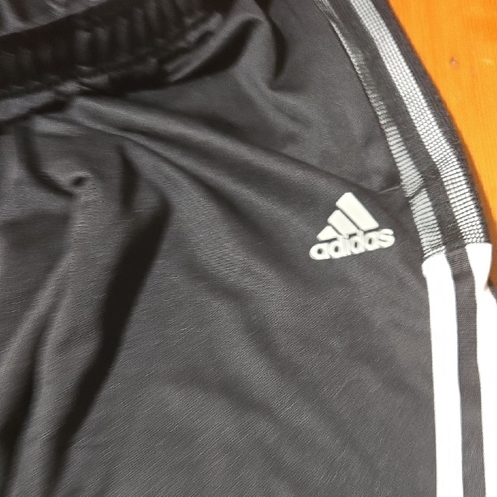 adidas Mens Sz Xs Black Joggers with Silver Stripes - Picture 3 of 5